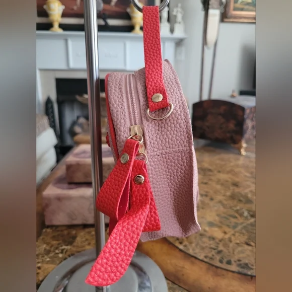 Pink Crossbody/backpack Bag with Cherry Detail - Picture 3 of 6